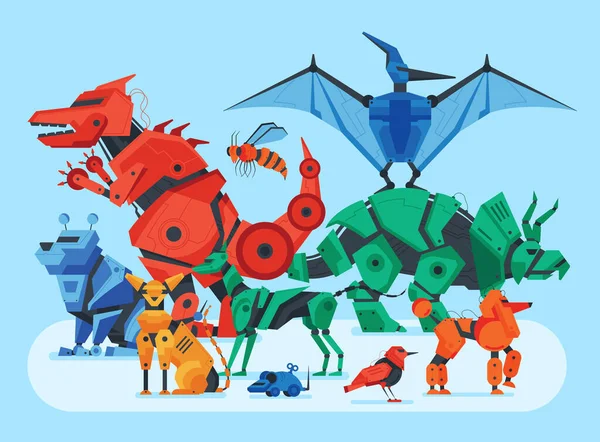 Speelgoed robot dieren samenstelling — Stockvector