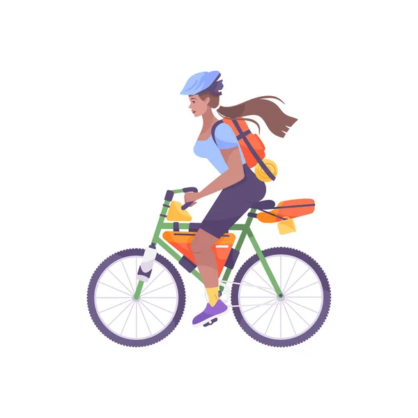 Femme Bike Tourisme Composition — Image vectorielle