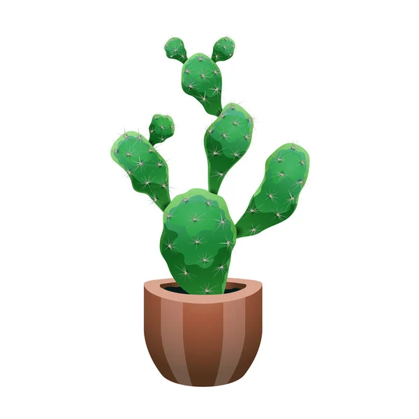 Nopal Cactus Pot Composition — Stock Vector