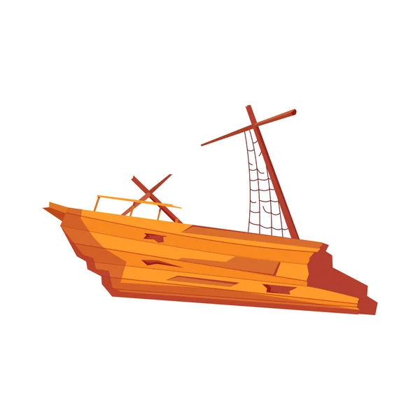 Composición del naufragio del barco abandonado — Vector de stock