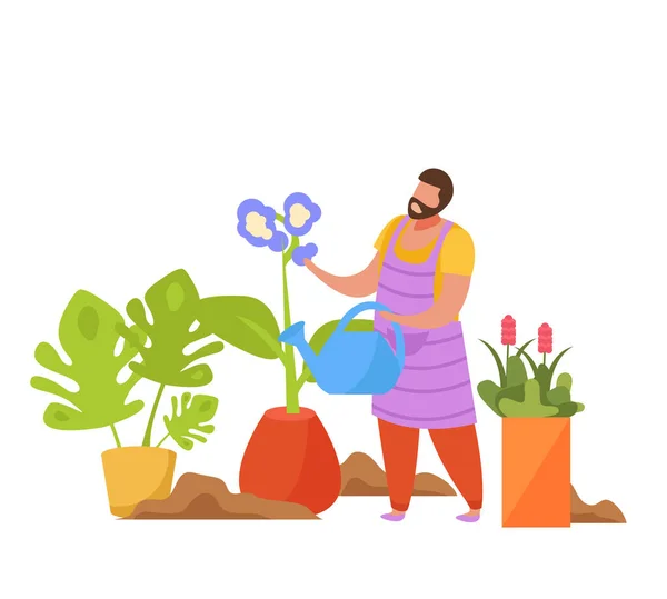 Hobby Jardinagem Composição plana — Vetor de Stock