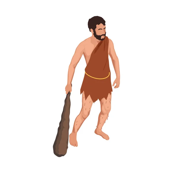 Homme des cavernes avec composition mâchoire — Image vectorielle