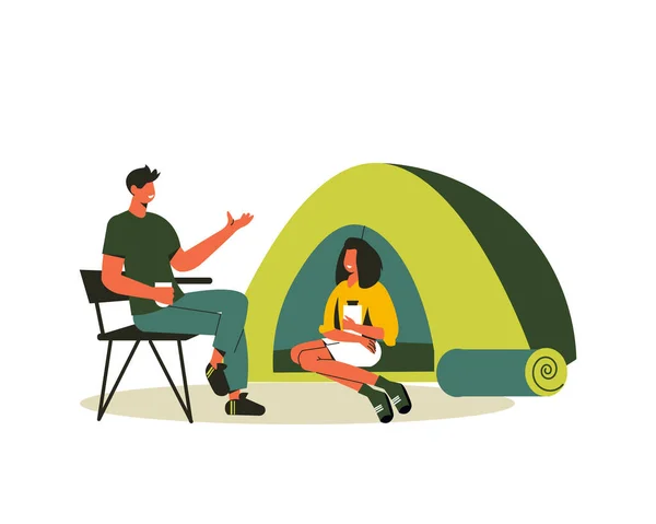 Kompozycja turystyczna namiotu obozowego — Wektor stockowy