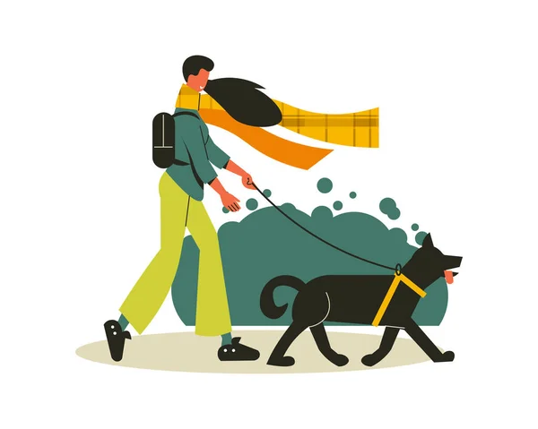 Köpek Kompozisyonu ile Yürüyüş — Stok Vektör