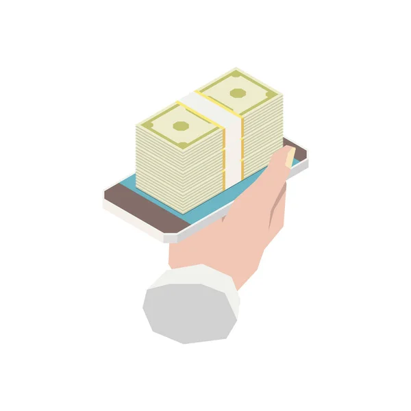 Pengar på smartphone Sammansättning — Stock vektor