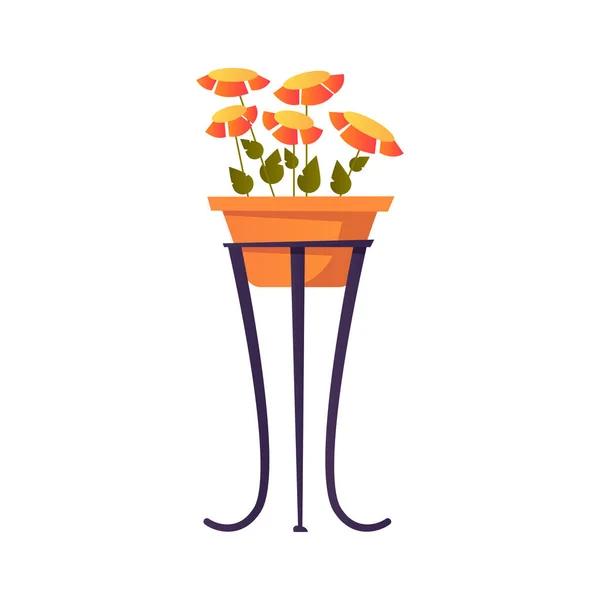 Blumentopf flache Zusammensetzung — Stockvektor