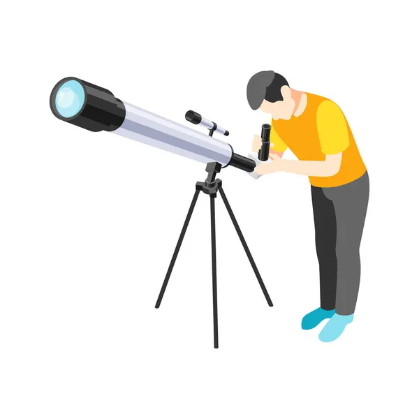 Homme avec composition télescope — Image vectorielle