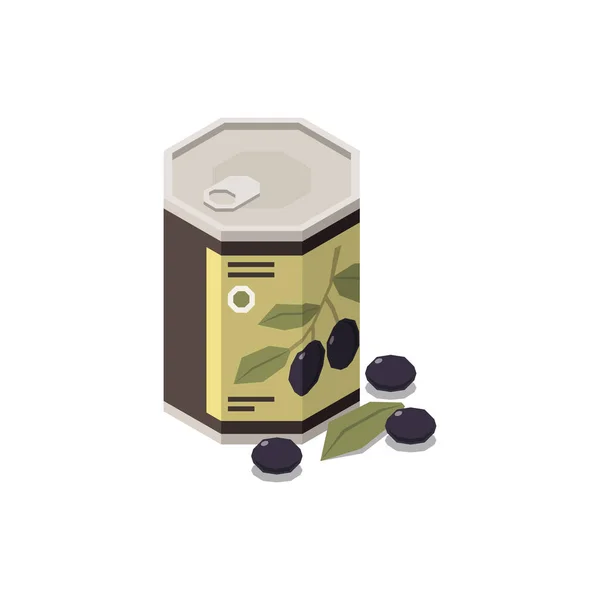 Olive Can Composizione isometrica — Vettoriale Stock