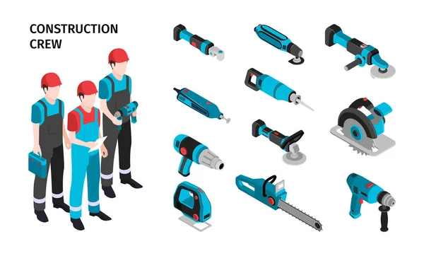 Bouwploeg Isometrische samenstelling — Stockvector