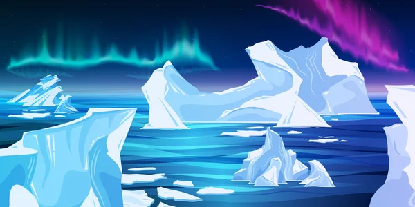 Icebergs Northern Lights Composition — стоковий вектор