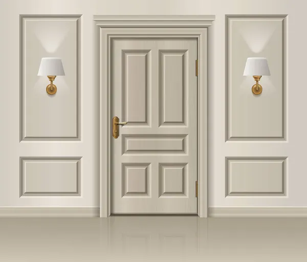 Composición realista de la puerta del hotel — Vector de stock