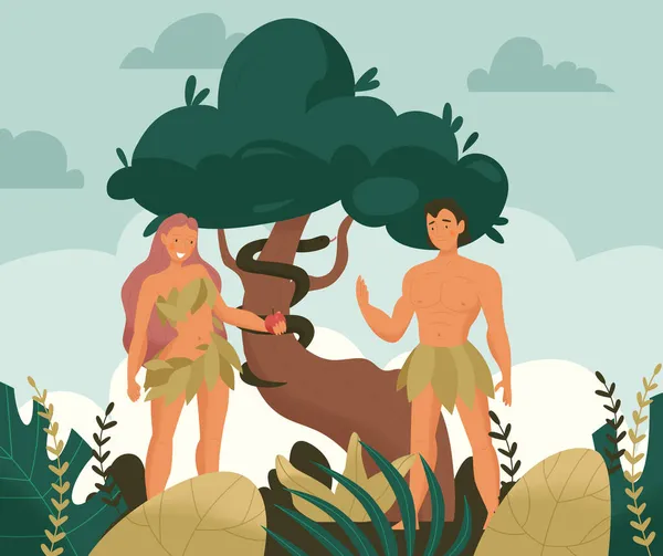 Библейская история Адама и Евы — стоковый вектор