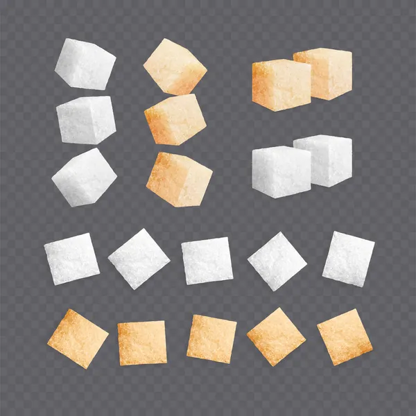 Set realistico di cubetti di zucchero — Vettoriale Stock