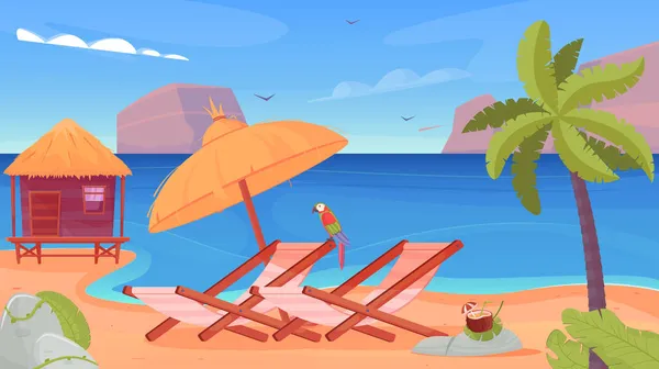 Tropical Island Flat Illustration — Stock Vector