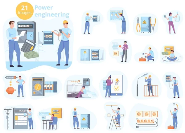 Conjunto plano de ingeniería de potencia — Vector de stock