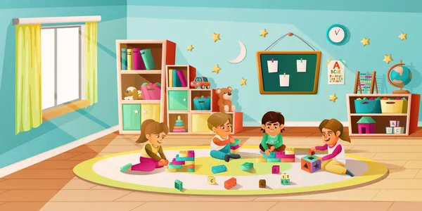 Kindergarten Cartoon Background — Stock Vector