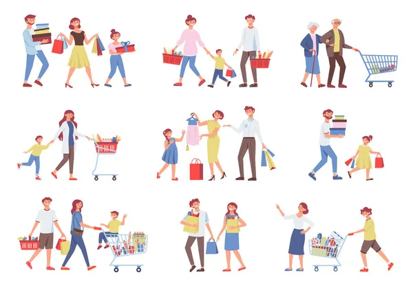 Conjunto de ícones da família de compras —  Vetores de Stock