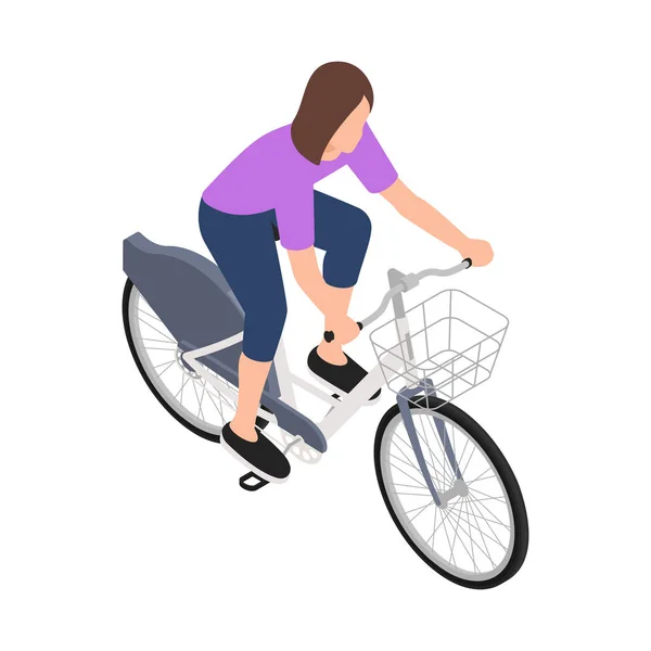 Woman Riding Bike Composition — Stock Vector