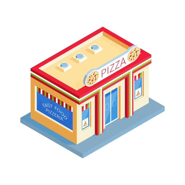 Pizza Restaurant Building Composition — Stock Vector