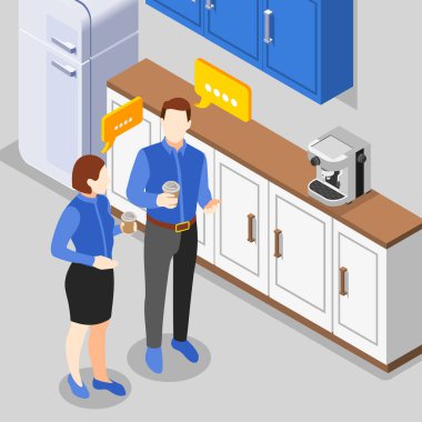 Kahve molası Isometric Arka plan