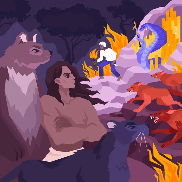 Coloring page - Mowgli com fogo