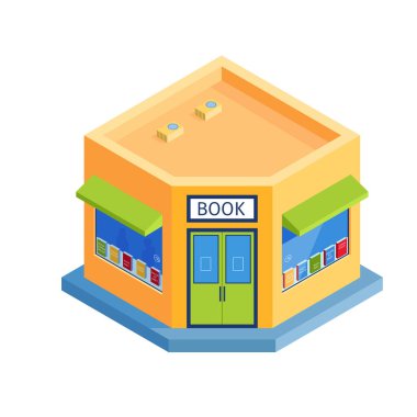 Kitap Mağazası Isometric Kompozisyon