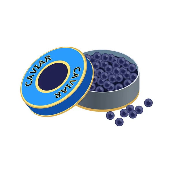 Composition isométrique du caviar noir — Image vectorielle