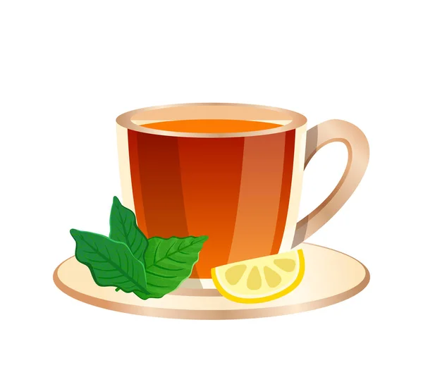 Citron Mint Tea Sammansättning — Stock vektor
