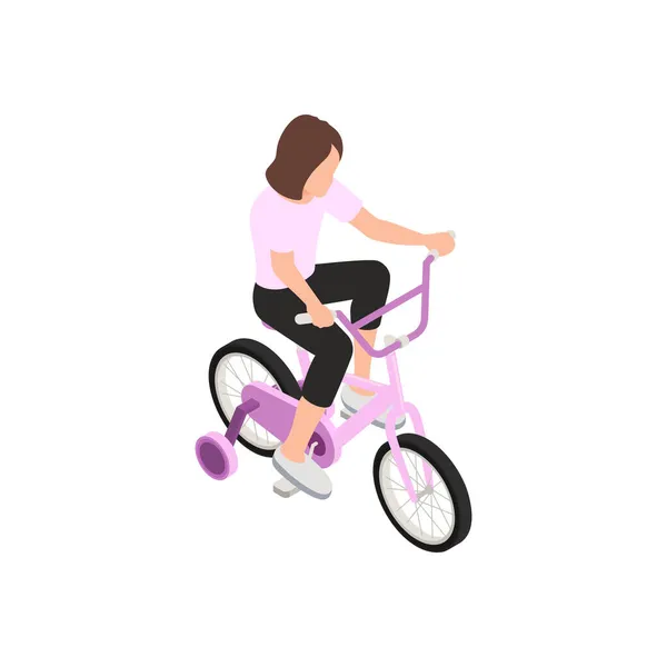 Menina na composição da bicicleta — Vetor de Stock