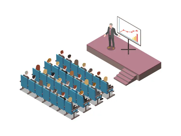 Conference Hall Isometric Composition — Stock Vector