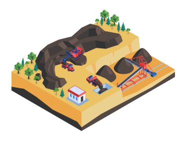 Mayın Endüstrisi Isometric Kompozisyon