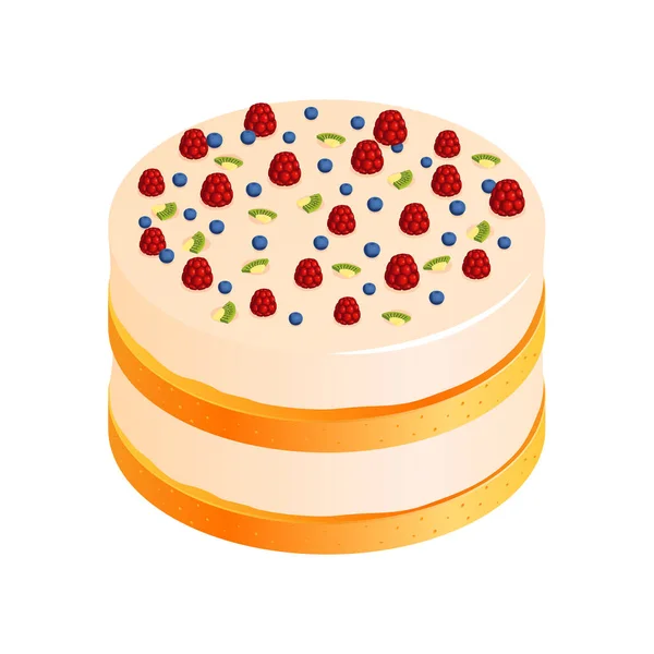 Kue Dengan Komposisi Berries - Stok Vektor