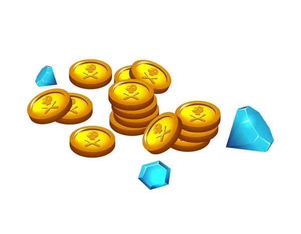 Složení mincí a drahokamů — Stockový vektor