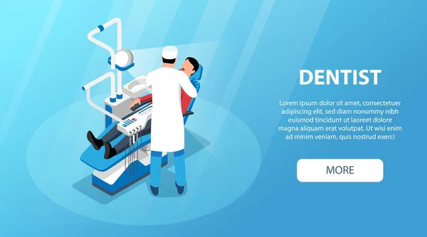 Dentista Isométrico Horizontal Banner —  Vetores de Stock