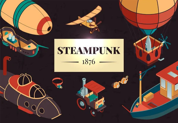 Steampunk οριζόντια απεικόνιση — Διανυσματικό Αρχείο