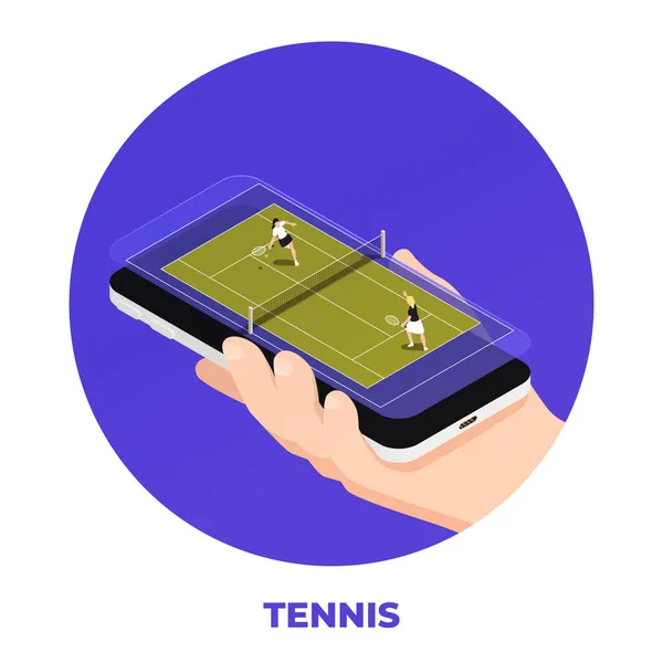 Smartphone Tennis Round Composition — Stock Vector