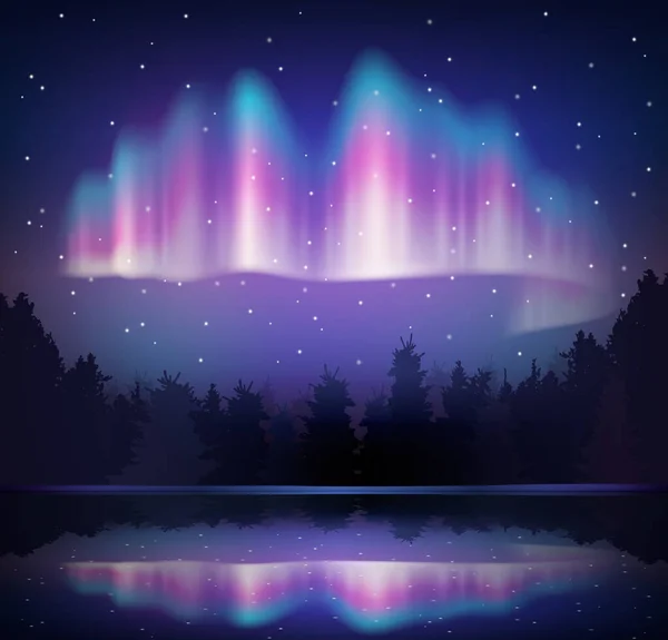 Northern Lights Composición realista — Vector de stock