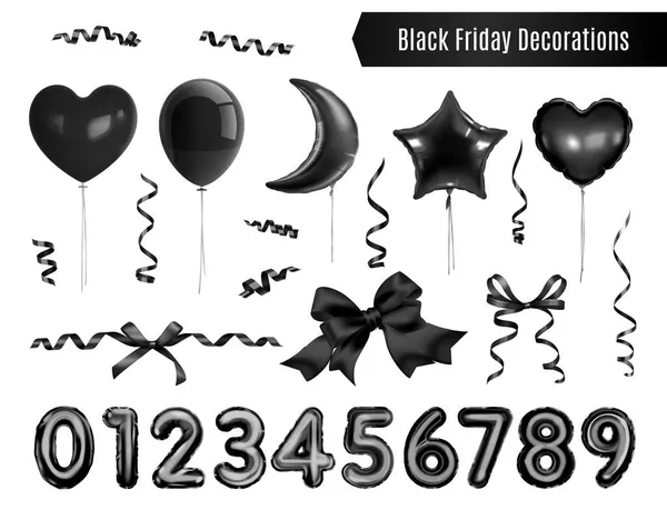 Conjunto de decorações Black Friday — Vetor de Stock