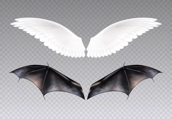 Set di ali di angelo demone — Vettoriale Stock