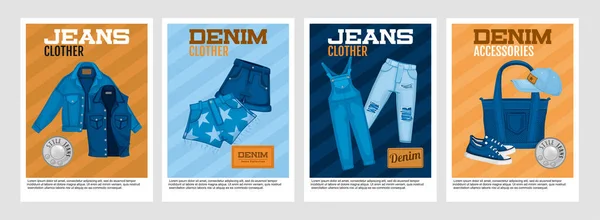 Jeans conjunto de carteles de mezclilla — Archivo Imágenes Vectoriales