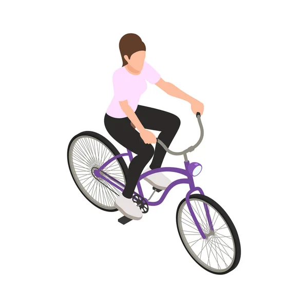 Woman Bike Ride Composition — Stock Vector