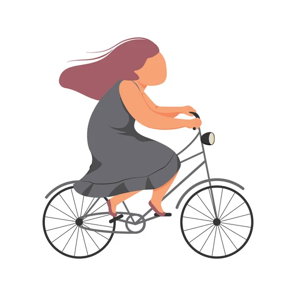 Mujer en la composición de bicicletas — Vector de stock