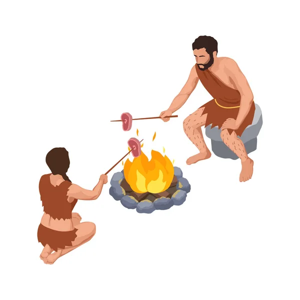 Hommes anciens Bonfire Composition — Image vectorielle