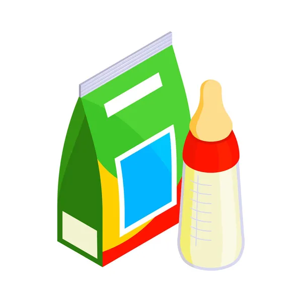 Baby Bottle Isometric Composition — Stock Vector