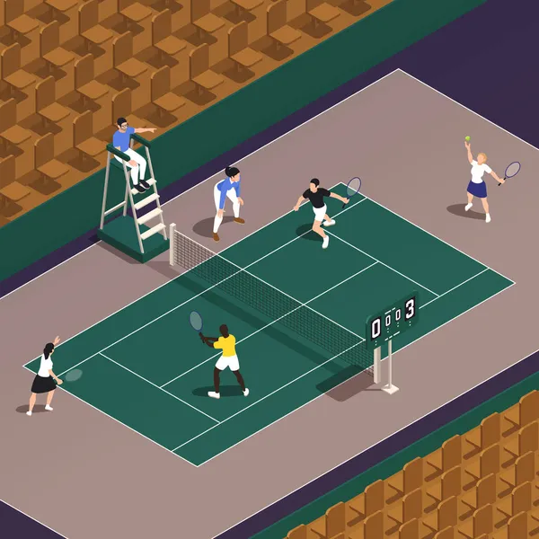 Tennis dubblar matchsammansättning — Stock vektor