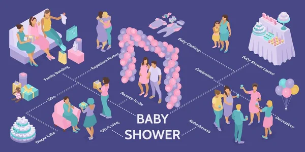 Infographies de fête de douche bébé — Image vectorielle