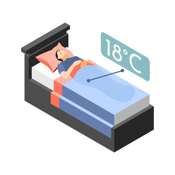 Cama de calefacción Composición del sueño — Vector de stock