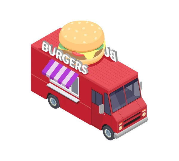 Burger LKW isometrische Zusammensetzung — Stockvektor