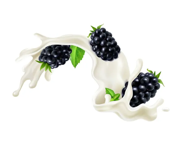 Blackberry Milch Joghurt Zusammensetzung — Stockvektor