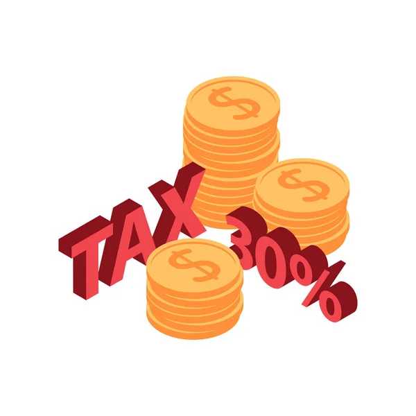 Coin Stacks Tax Composition — Stock Vector